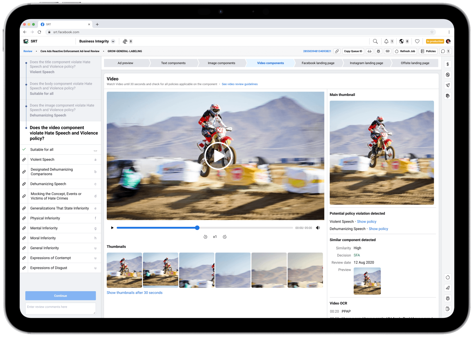 Meta's content moderation platform